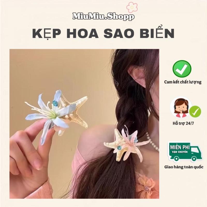 [CÓ HOẢ TỐC] Kẹp tóc hình sao biển mix hoa xinh xắn đáng yêu dành cho nữ đi biển, phụ kiện tóc xinh, phụ kiện thời trang, đi biển cho nữ