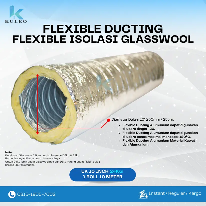 Alumunium selang Exhaust 10inch - Flexible duct hose ducting 24Kg