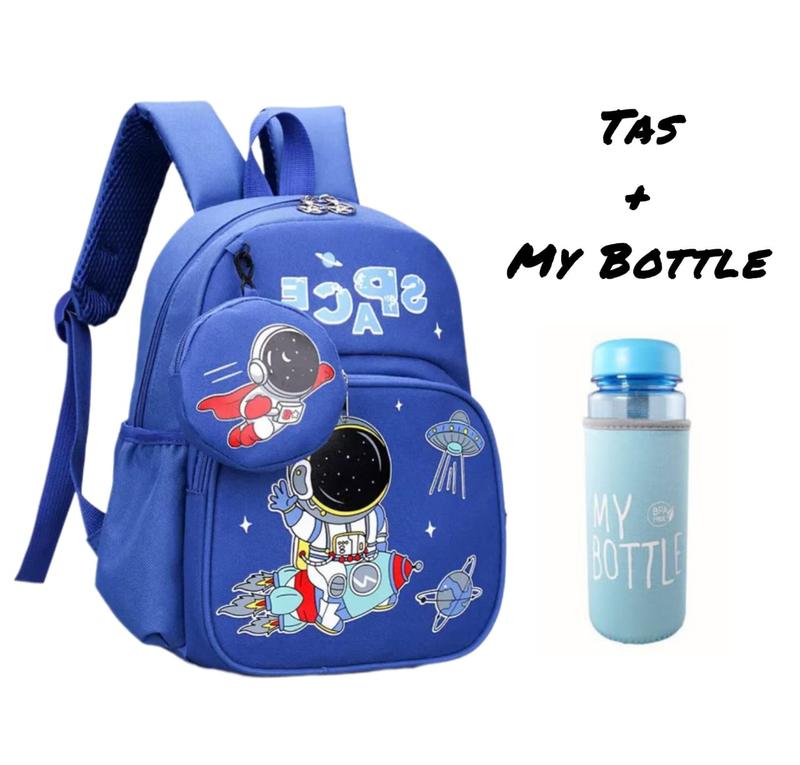 Tas Sekolah Anak Viral Tiktok 2024/ Tas Sekolah Anak Laki Laki/ Tas Anak Cowok Gambar Astronot/ Tas Ransel Sekolah Anak TK Dan SD/ Tas Astronot Terbaru/ Tas Astronot Viral Fashion/ Free Botol Minum Kaca/ COD 2