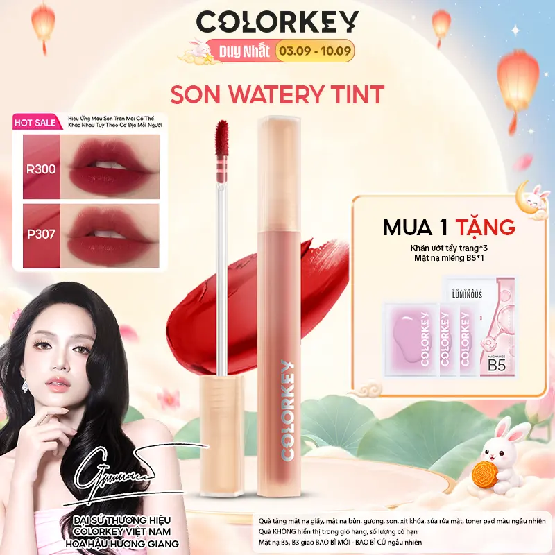 Son COLORKEY Watery Tint Bền Màu Lâu Trôi, Không Dính Cốc, Siêu Mịn Môi 1.8g