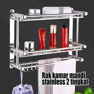 Rak Kamar Mandi Dinding Stenlies Steel Rak Sabun Kamar Mandi Rak Handuk Gantungan Dinding Stainless Steel Rak Dinding Rak Bumbu Dapur Stainless Steel Rak Handuk Rak Serbaguna