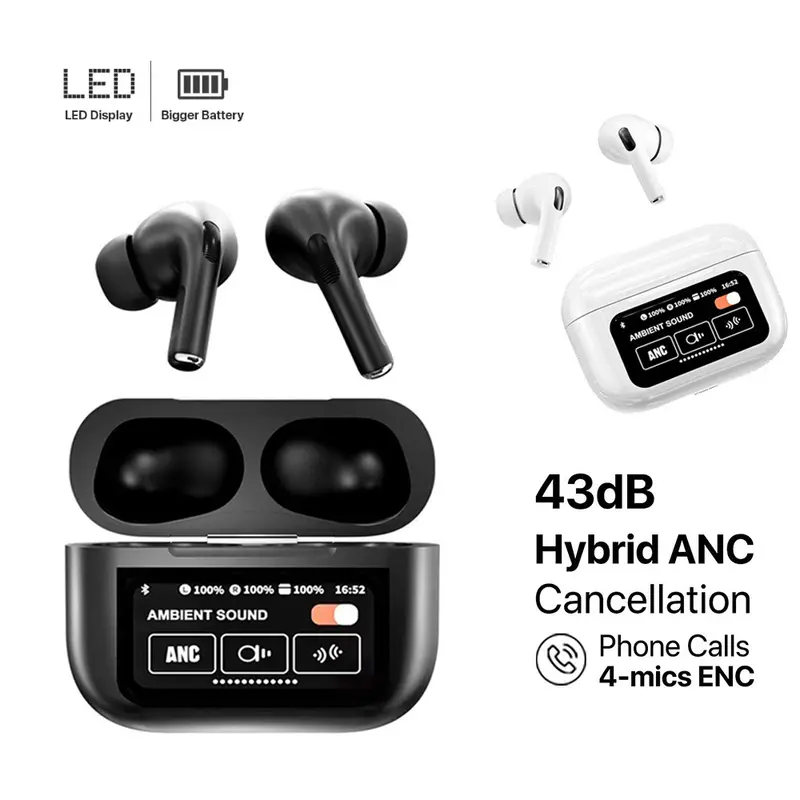 AirPods A9 Pro headset bluetooth layar sentuh LEDHeadphone TWS