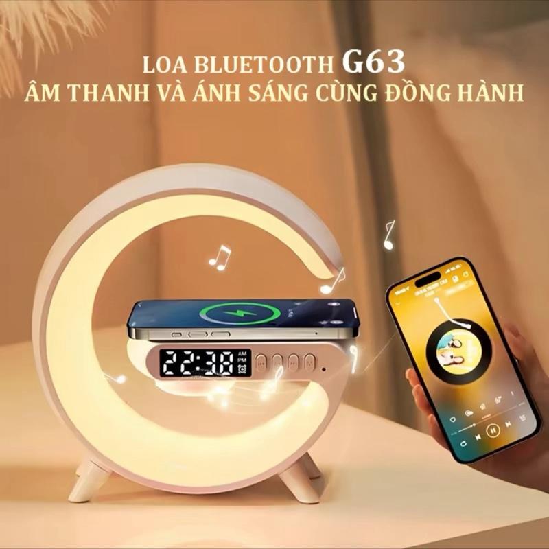 Loa Bluetooth Chữ G63 Đa Chức Năng Kèm Đồng Hồ Siêu Đẹp, Đèn Led Nháy Theo Nhạc, Kết Nối Bluetooth, Đèn Ngủ Đổi Màu- Sạc Nhanh Không Dây