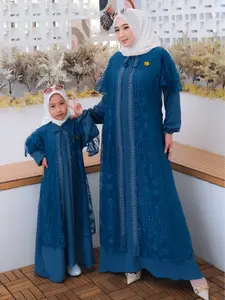 Zahwa Dress Gamis Cingkel MIx Brukat Mewah Elegant Terbaru Gamis Muslim Dewasa Gamis Muslim Remaja Kekinian