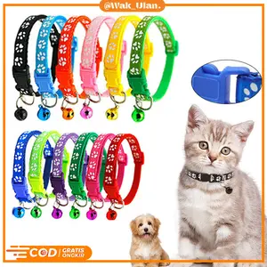 Kalung Kucing Lonceng Hewan Peliharaan / Aksesoris Kalung Hewan / Tali Leher Kucing Motif Tapak Kaki Murah