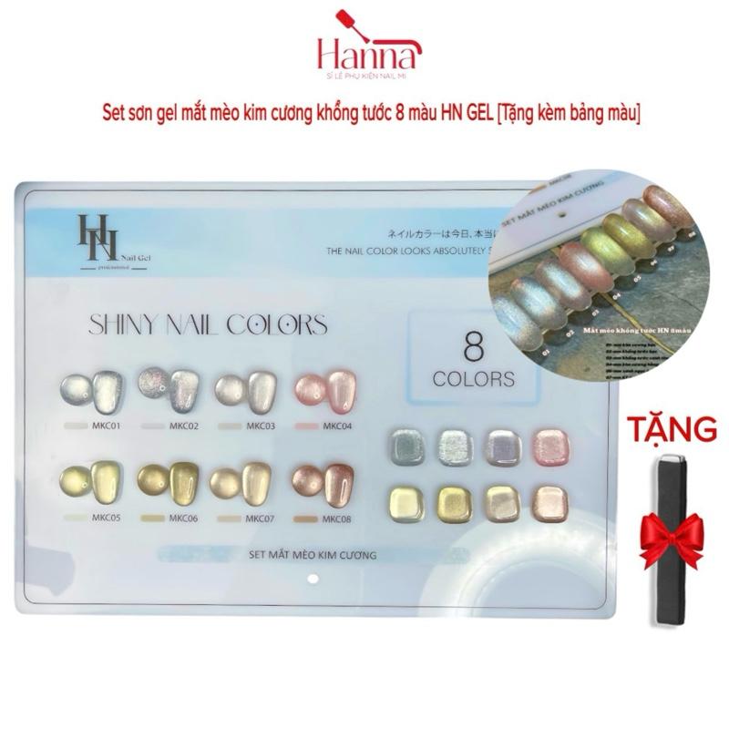Set Sơn gel mắt mèo Kim cương khổng tước 8 màu HN Gel siêu sáng [TẶNG bảng màu]