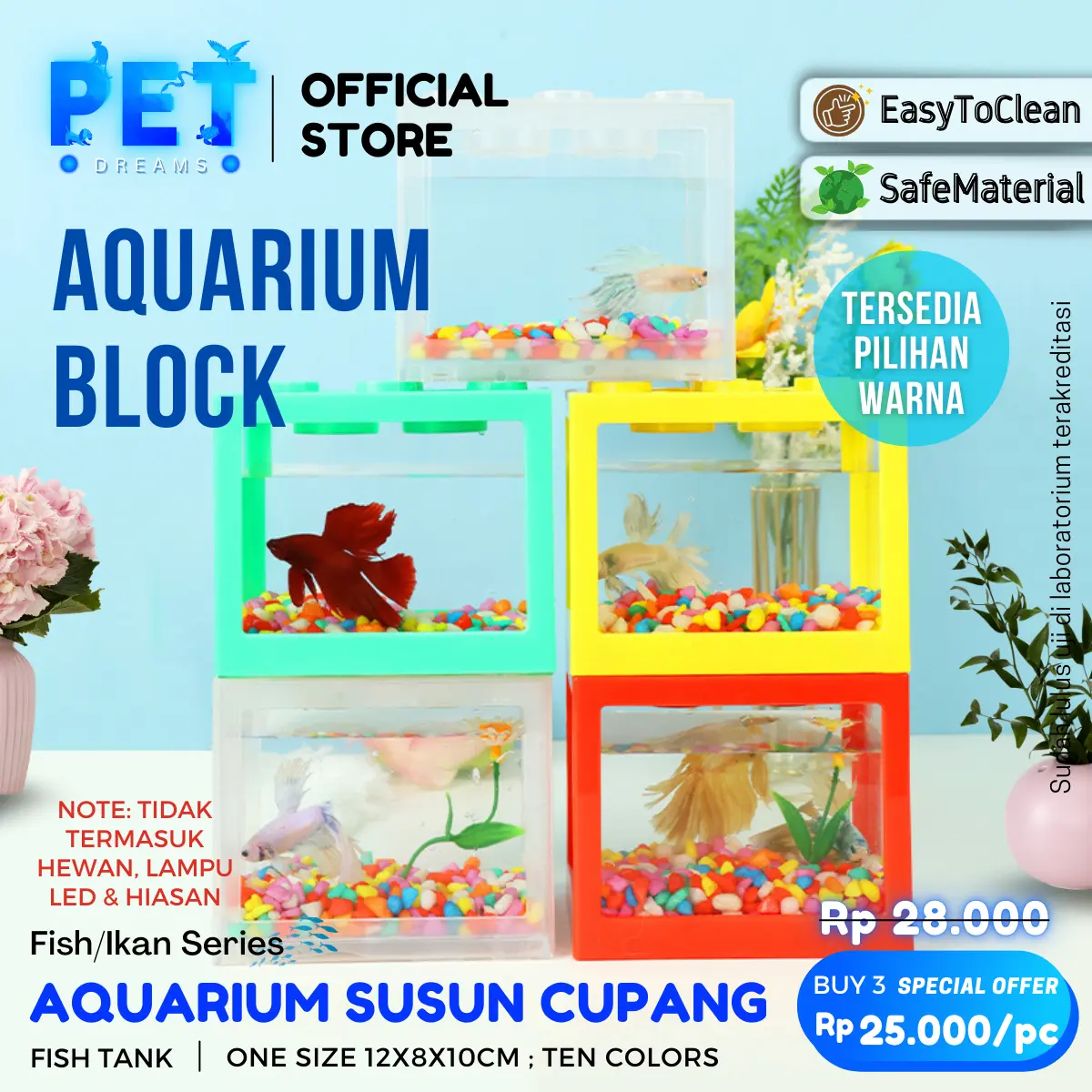 Mini Stackable Soliter Susun Aquarium Akrilik Tempat Kandang Akuarium Ikan Hias Kecil Guppy Cupang Emas