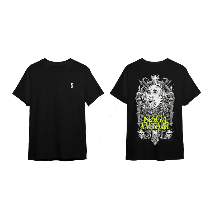 Kaos Premium T-Shirt Series 608 by QYNECK601 - Black/White, Cotton Combed 20s/24s - Baju 0