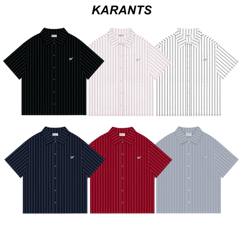 Áo Sơ Mi Trơn Logo KimLoại Karants Form Boxy Vải Satin Premium Nam Nữ Unisex Menswear Hot Trend 2025 - KR262
