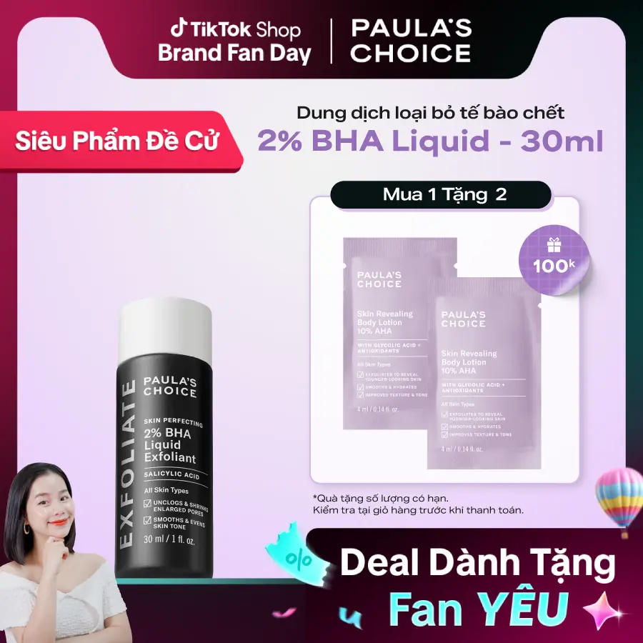 Tẩy tế bào chết hỗ trợ làm sạch sâu Paula's Choice Skin Perfecting 2% BHA Liquid Exfoliant 30ml B2016
