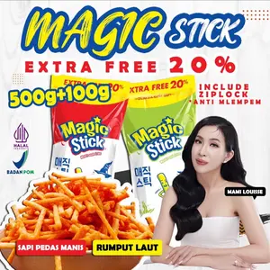 Magic Stick Extra Free 20% 500g+100g Sapi Pedas Manis & Rumput Laut Include Ziplock Anti Mlemem Halal POM