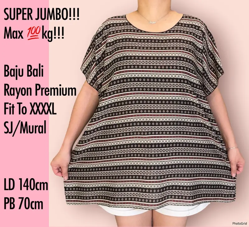 Blouse Jumbo LD 140 Baju Bali Fit to 4XL Muat 80-100KG SJ/Inew Real Pict  Rayon Nyaman Santai Wanita Atasan Top Basic 0