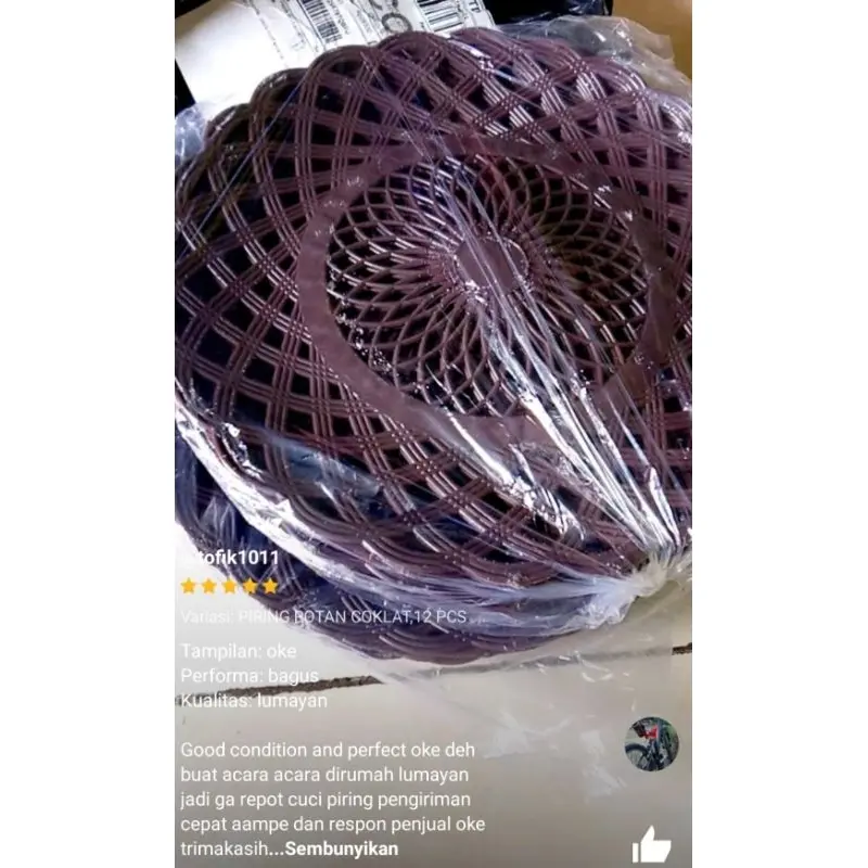 Piring Rotan Plastik Motif Anyaman Harga perlusin 3