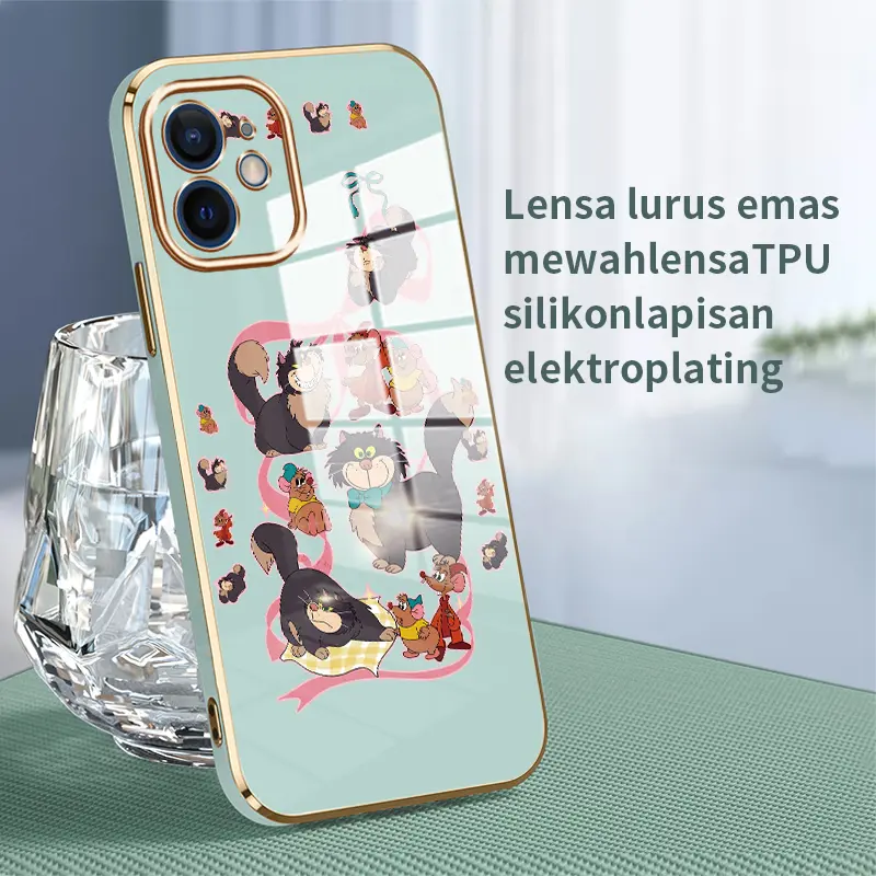 Casing Hp Untuk Samsung Galaxy A32 4G A32 5G Case Pola kucing dan tikus Cesing Silikon Softcase ponsel Kasing Mewah Plating Kesing 3