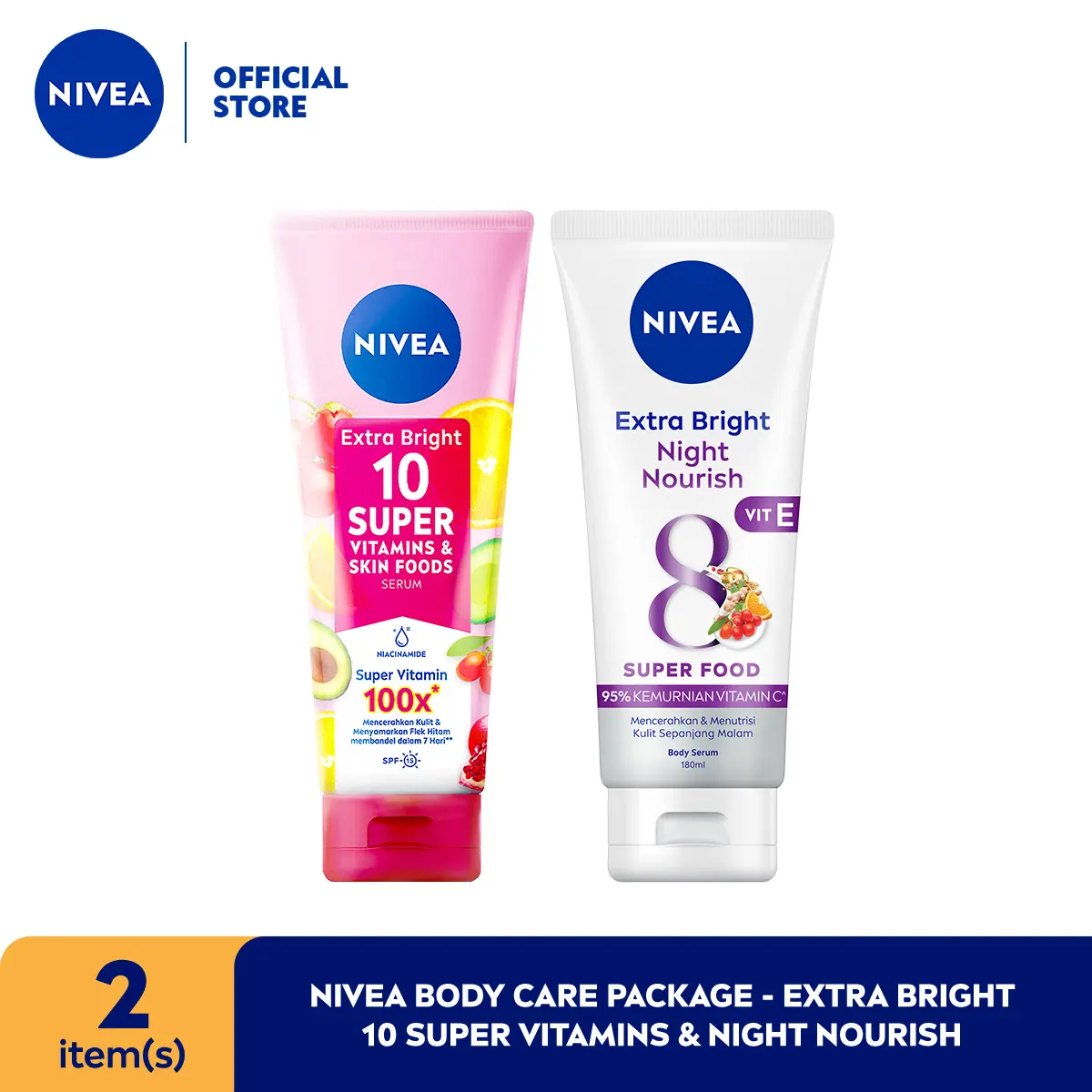 NIVEA Body Care Package - Extra Bright 10 Super Vitamins&Night Nourish