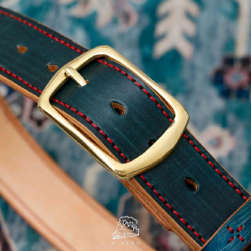 HISTRO  blue iron leather belt - sabuk kulit asli 2