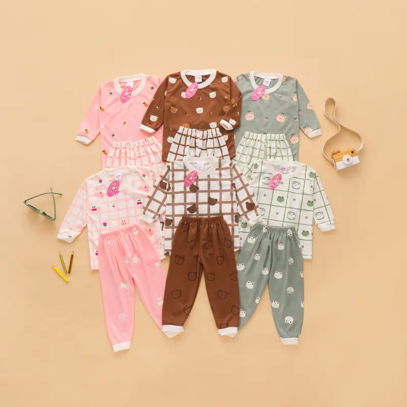 Setelan Anak & Bayi Unisex Squared Stripe Pajamas/ Baju Anak Perempuan/ Baju Bayi / Baju Anak Perempuan / Setelan Bayi Perempuan Laki Laki/ Pakaian Anak / Xiao Wei 0