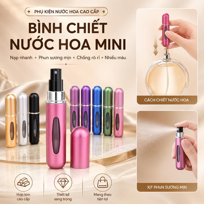 Chai Chiết Mỹ Phẩm, Lọ Chiết Dung Dịch Tự Động Dạng Xịt Hình Trụ Tiện Dụng Bỏ…