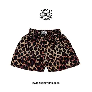 Celana Boxer Motif Leopard 5 katun Rayon lembut Unisex Shorts Pendek Nyaman Santai Dewasa