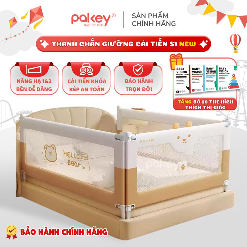 Thanh Chắn Pakey S1 Nâng Hạ Tiện Lợi Cả 1 & 2 Bên, Cao Tối Đa 105cm Quây Giường Bảo Vệ An Toàn Cho Em Bé