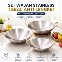Gambar COD Wajan Motif Mini stainless Gold/Penggorengan Motif Mini Stainless Gold/Panci besi tempa buatan tangan kuno bertelinga ganda untuk koki hotel dengan panci masak rumah tangga alas bulat wajan penggorengan tumis komersial tanpa lapisan/wajanA - Silver 22 CM wajan dari LYBH OFFICIAL STORE Kab. Tangerang 1 Tokopedia