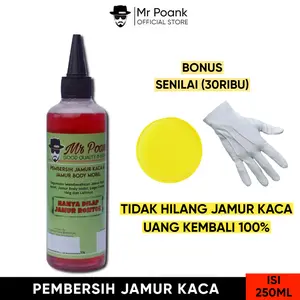 Obat Pembersih Jamur Kerak Kaca Cairan Pembersih Jamur Kaca & Body Mobil 250ML dengan Bonus Kuas Sarung Tangan Karet & Lap Microfiber Car Original Premium
