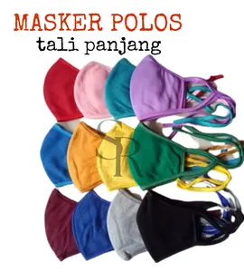 ( 1 Lusin ) Masker Kain 3 Lapis Tali Panjang Unisex Polos Bahan Premium