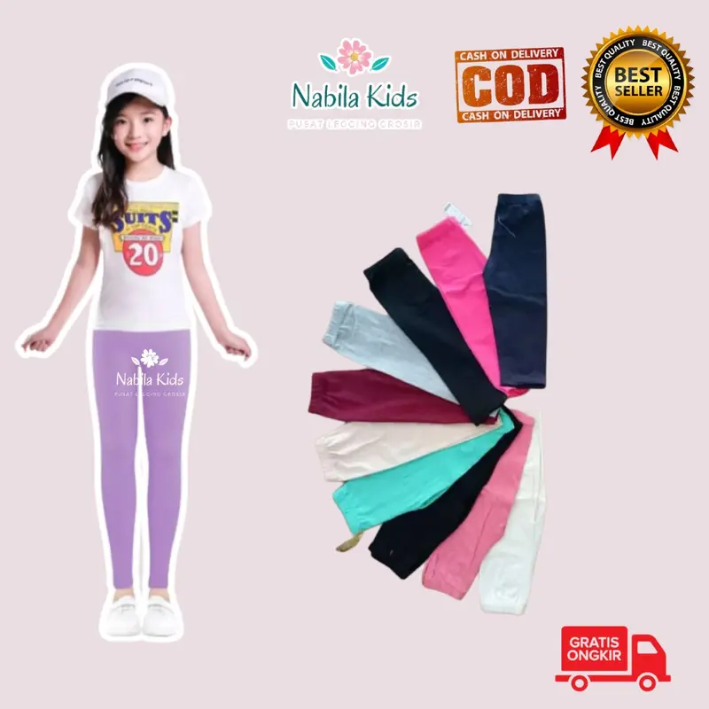 Legging Anak Polos PREMIUM umur 9-12 tahun Fashion 3