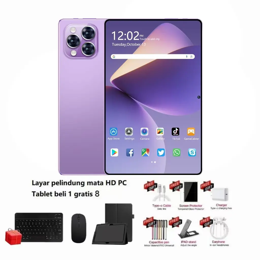 Ungu+Keyboard dan mouse Bluetooth