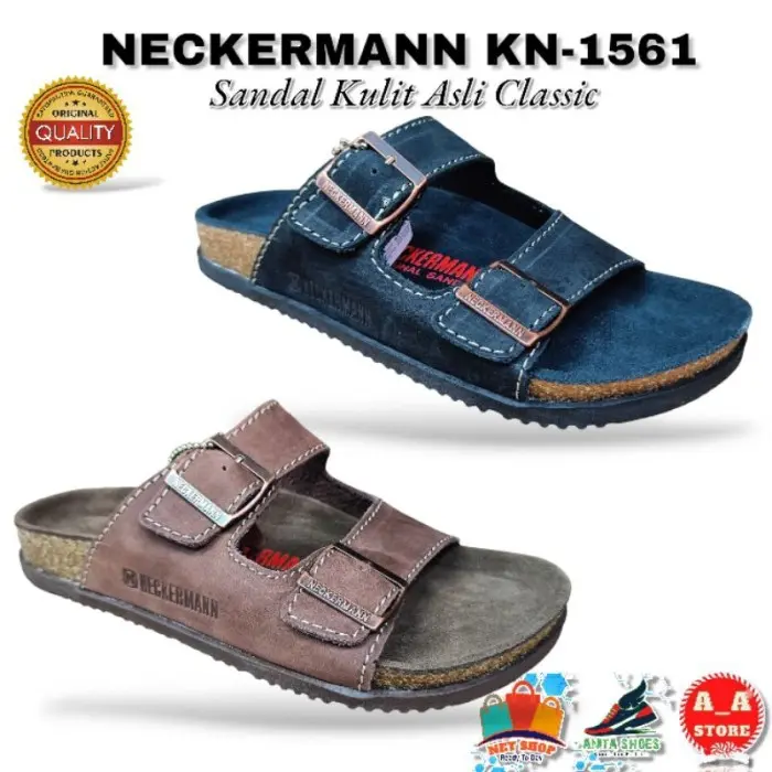 STOK NEW NECKERMANN KN-1561 SANDAL KULIT ASLI PRIA MODEL CLASSIC 1