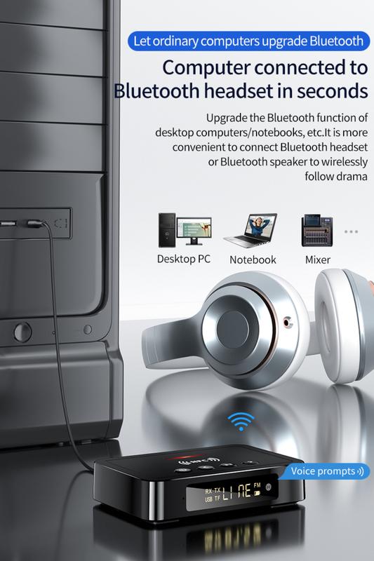 Product Introduction of [Kekal] Penyesuai Bluetooth M6 NFC, pemancar penerima Bluetooth, sokongan penerima FM, panggilan bebas tangan, Audio stereo, AUX, Bicu 3.5mm, RCA, Gentian optik digital untuk pembesar suara Bluetooth, telefon, tablet, PC, peranti pintar 24