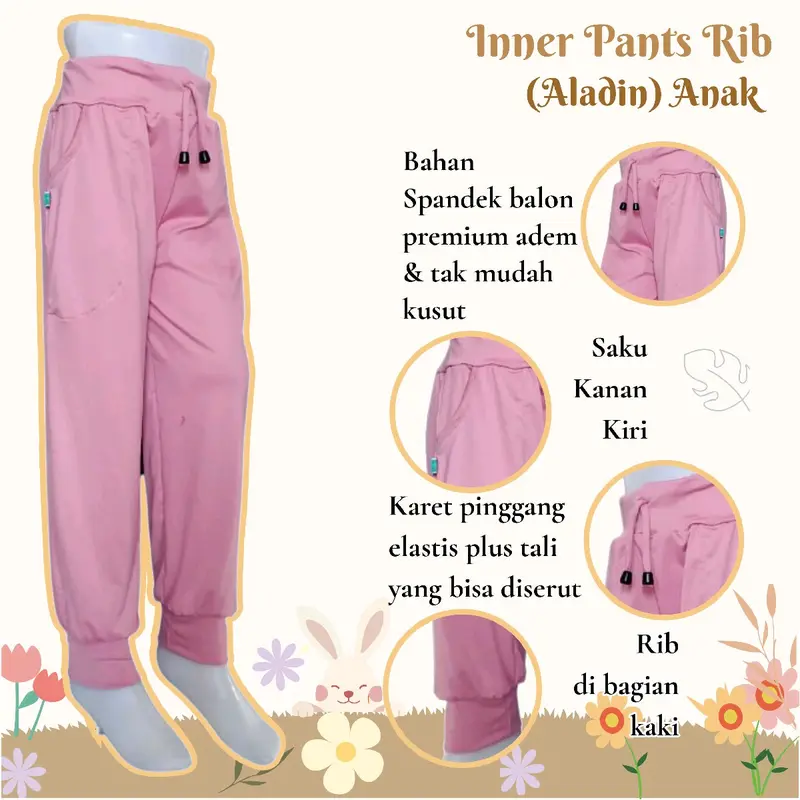 Kids Inner Pants  by SarQu Celana Panjang Anak Perempuan  Celana Aladin Anak Celamis Inner Pants Anak Spandek Premium 3-12 Tahun 0