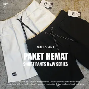 ( PAKET BUNDLING 2 PCS ) Basic Short Pants Premium B&W Bahan Strechy Melar Nyaman Dipakai Celana Diatas Lutut Unisex Cowo Cewe