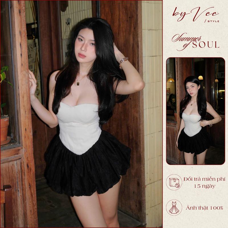 Đầm ống be tùng lưới đen Lollie Dress ByVeestyle