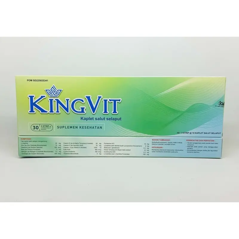 Kingvit Box 30 Kaplet Vitamin Penyubur Kandungan - Promil Untuk Pria/Kesehatan Pria Acid Folic 3