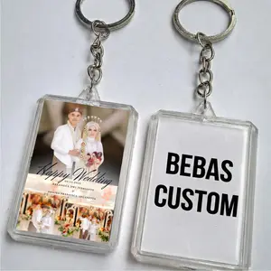 Gantungan Kunci Custom Foto, || WEDDING,  2 Sisi Akrilik Ganci Photostrip Depan Belakang Bisa Custom Foto Kamu Sendiri Bebas Custom