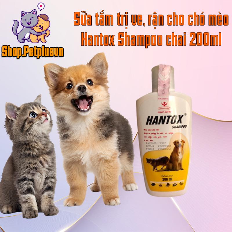 Hantox Shampoo Sữa tắm trị ve rận cho chó mèo chai 200ml