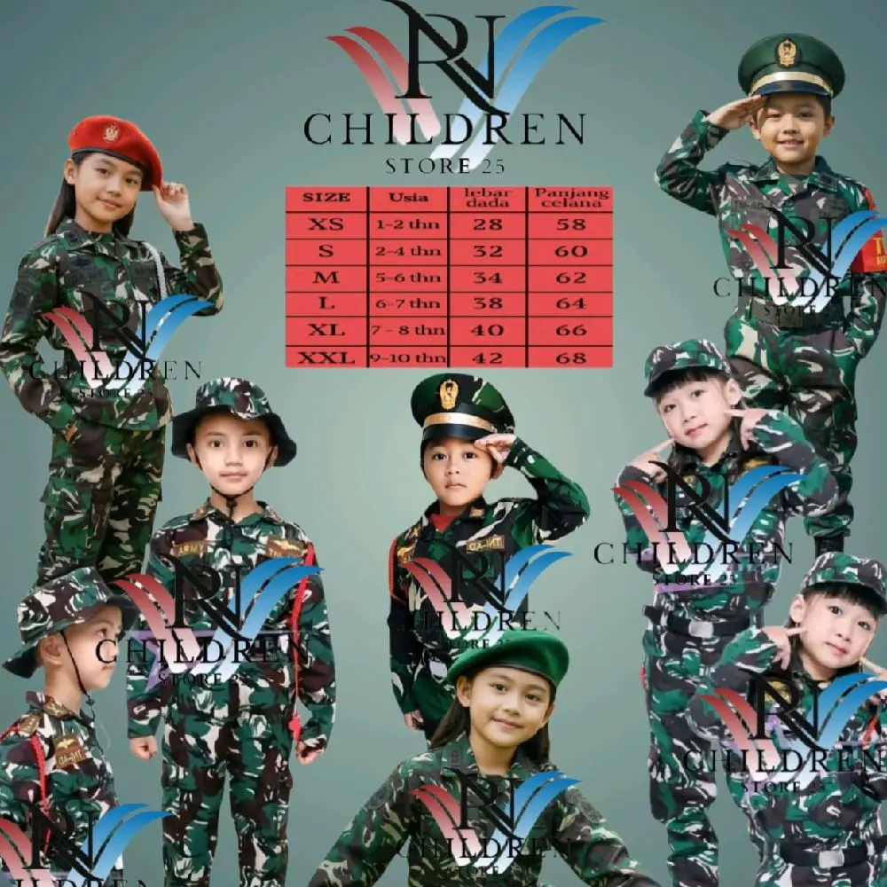 ARMY KIDS-COD!!! PROFESI ANAK SERAGAM TNI AD ANAK TK LAKI-LAKI DAN PEREMPUAN