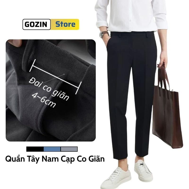 Quần Âu Nam - Quần Tây Nam Hàn Quốc Vải Cotton Hàn Dáng Baggy Đen Ống Côn Công…