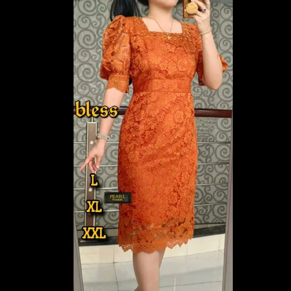 DRESS SPAN BROKAT CRISTY + MUTIARA