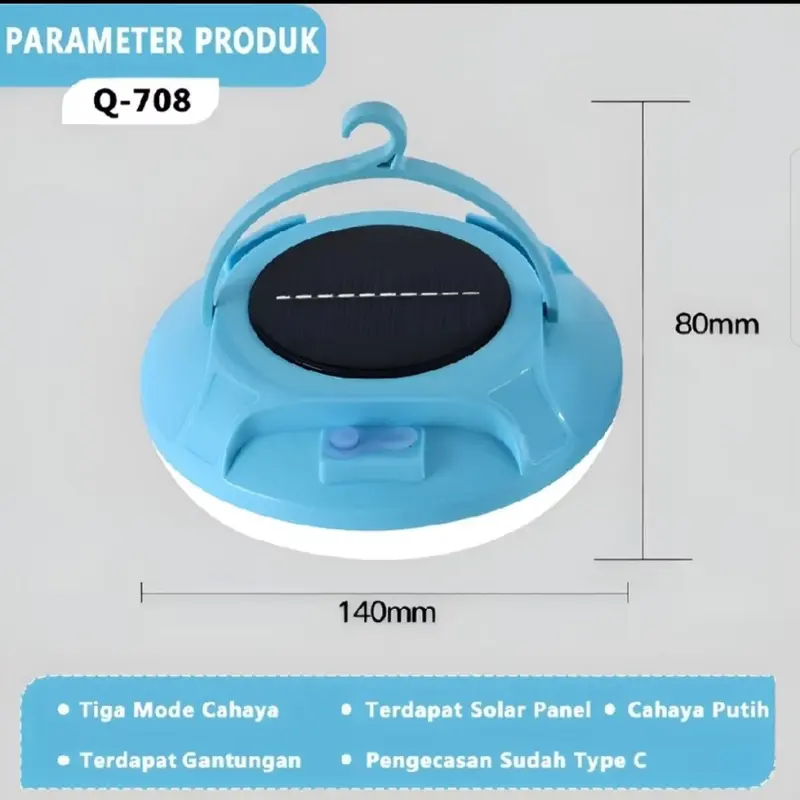 Lampu Emergency Gantung Camping UFO Solar Panel Camping Lampu Taman Lampu Belajar  Lampu Multifungsi Super Terang 3