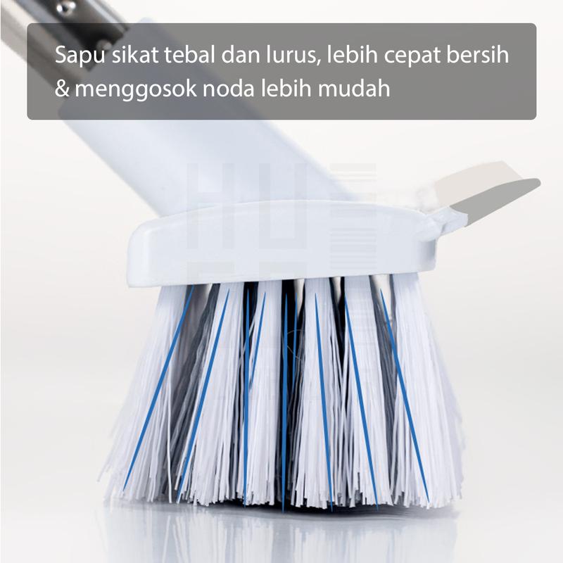 Product Introduction of HUGO Sikat Pembersih Lantai Toilet Kamar Mandi 2 in 1 Praktis Serbaguna Serokan Air Gagang Panjang Warna Putih 33