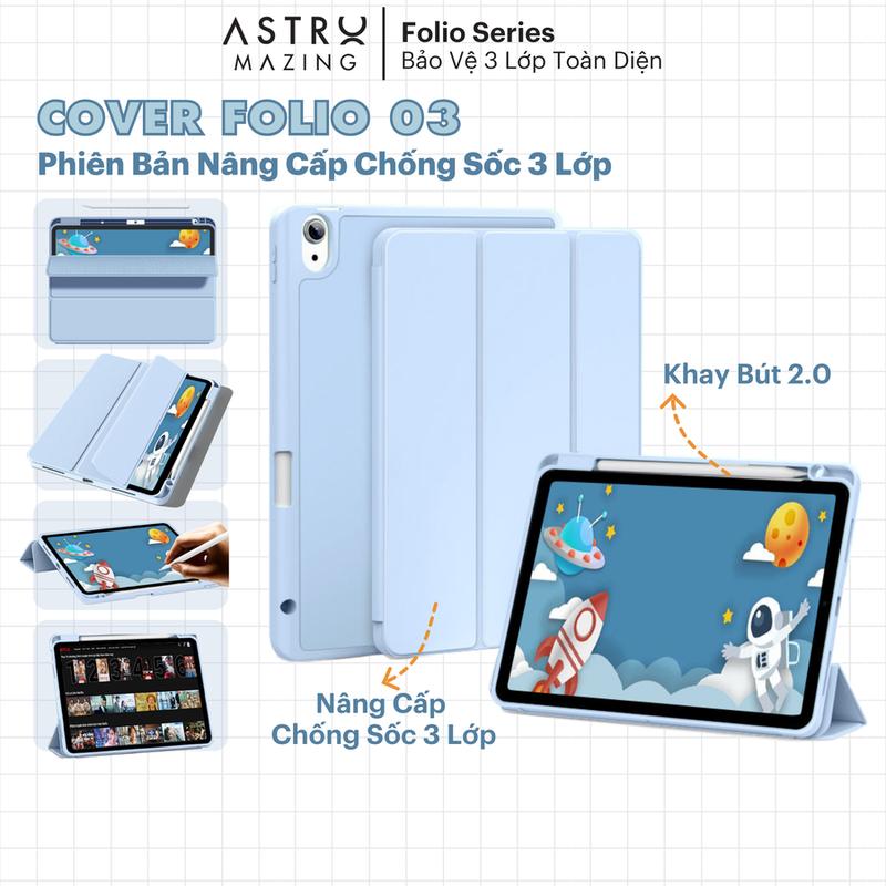 [Folio 03] Bao da 3 lớp chống sốc AstroMazing có khay đựng bút, cover dành cho iPad Pro 11 Air 4 5 Gen 9