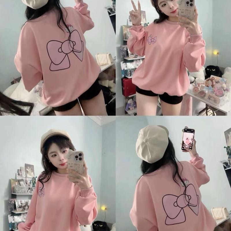 NVC03 Áo SWT hoạ tiết nơ mèo Kittty sau lưng siêu dễ thương đáng yêu chất nỉ 2za L1 dày dặn đứng form chuẩn mẫu