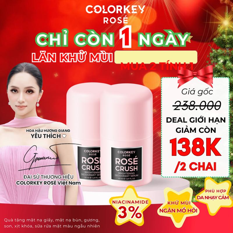   MUA 2 GIẢM 50%  Lăn Khử Mùi COLORKEY ROSÉ Hỗ Trợ Dưỡng Sáng Dịu Nhẹ 50ml 