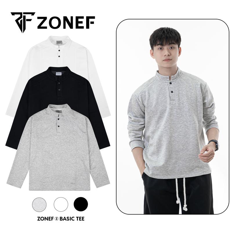   Relaxed fit  Long sleeve - Áo nỉ cổ tàu  nam nữ unisex by Zonef Áo nỉ thu đông phong cách trẻ trung năng động 