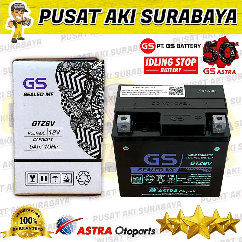 ASLI GS ASTRA GTZ6V ORIGINAL ACCU AKI KERING SEPEDA MOTOR YAMAHA ALL NEW NMAX LEXI MTZ6S YTZ6V 0