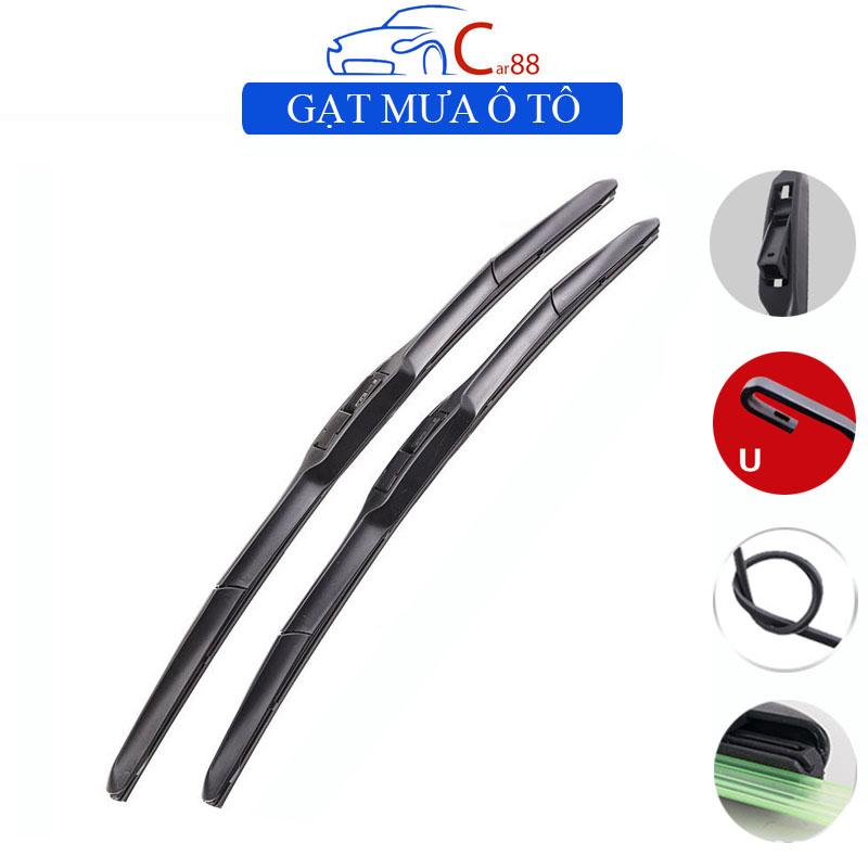 (25) Gạt Mưa Ô Tô 3 Khúc Thân Cứng Lưỡi Silicone Ngàm U Cao Cấp ( Giá 1 Cái )