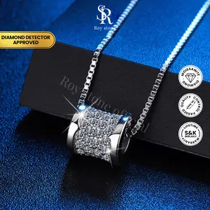 Roystone_Moissanite Kalung Wanita Original Sertifikat GRA Silver925 Lapis Emas18K_Mindy Necklace
