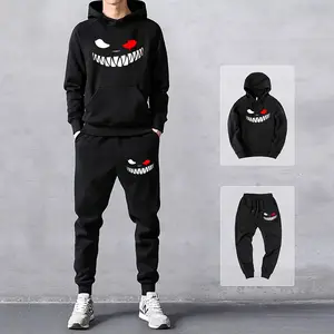 Setelan Pria Hoodie Distro dan Celana Panjang Pria 1SET Sweater Jogger Mukzhop - Setelan SMILEVIL Santai Keren Tebal Hitam Casual